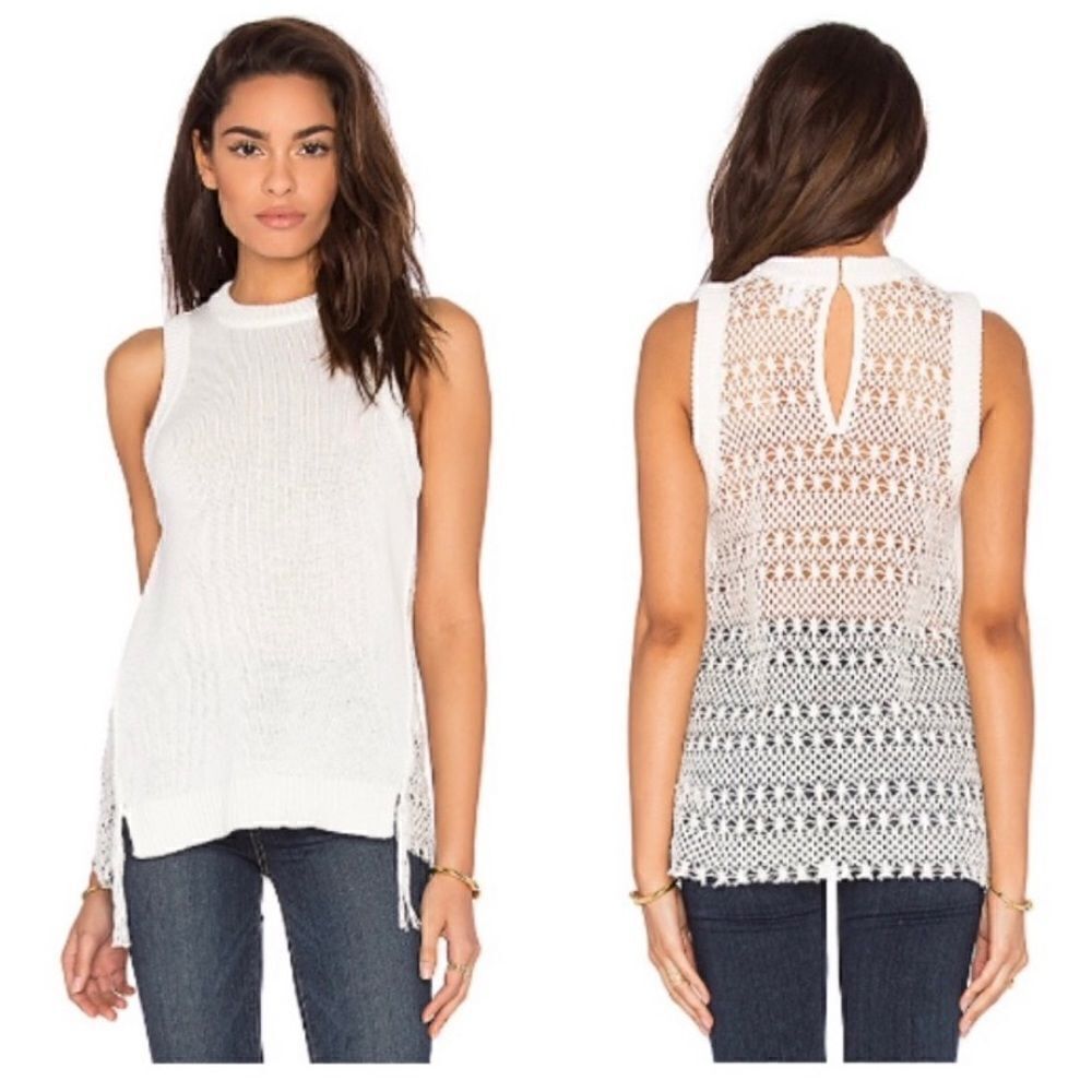 🪦 PAIGE. White Cotton knitted Style Tank Size Small (3 for 30 sale)